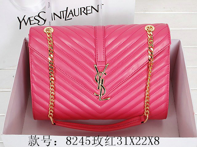 1:1 YSL classic monogramme flap 8245 rosered - Click Image to Close